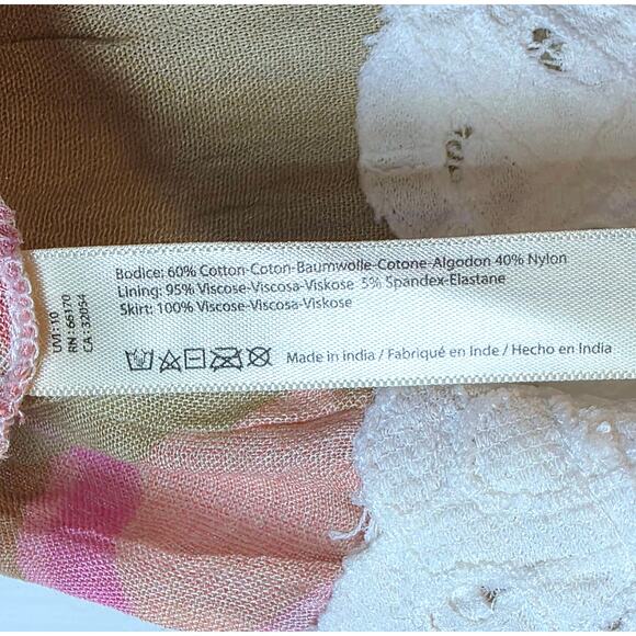 FP Intimately Free People Adella Mini Slip Dress Sz Large Pink Plaid  Ruffle $98 - Picture 16 of 16